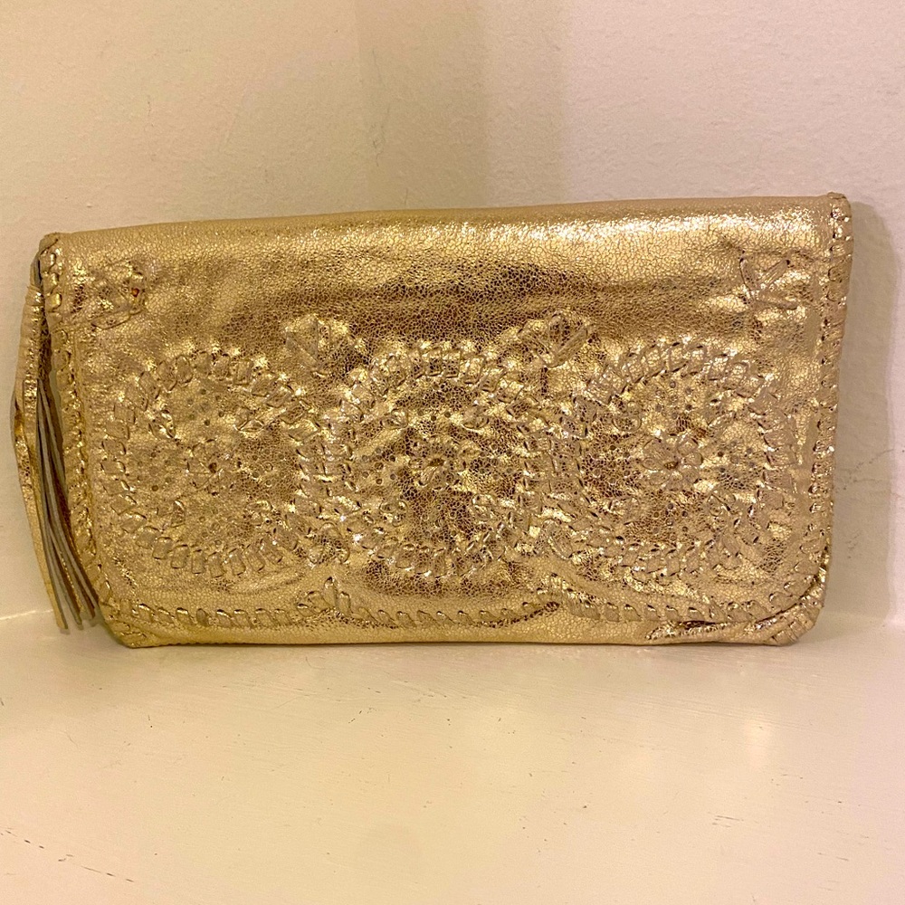 Jack Rogers Lawn Party Clutch Gold